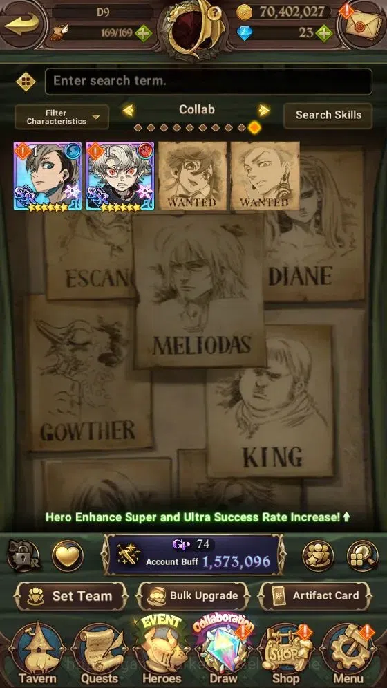 The Seven Deadly Sins: Grand Cross Accounts Endgame GLOBAL|1,5M Power |4 LR (Meliodas,ROM,Ban,Elizabeth)|UR (MerEs,Thor) |2 2