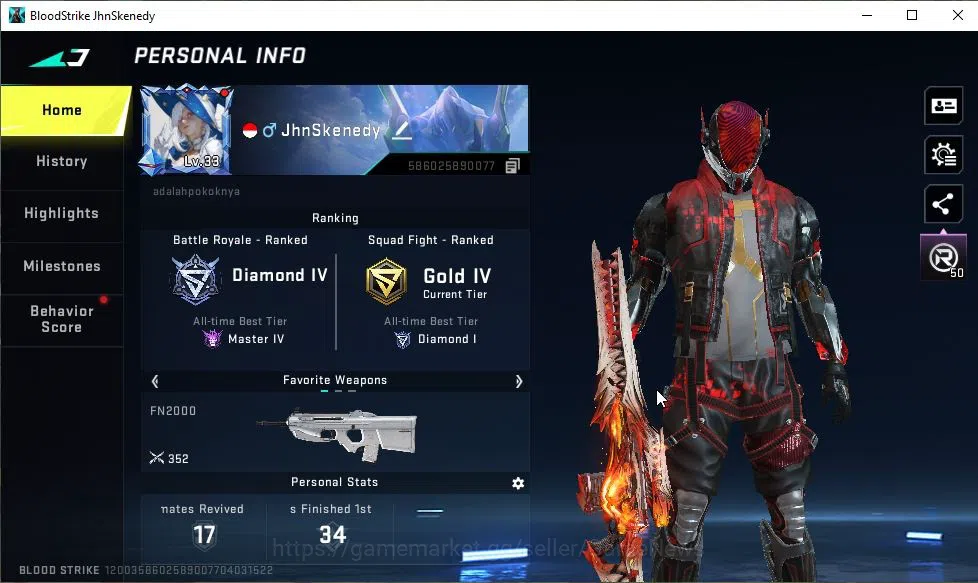 Blood Strike Accounts ASIA|ETERNAL M82-Pumpknight Lv2|ULTRA FAL-Warrior| image 2