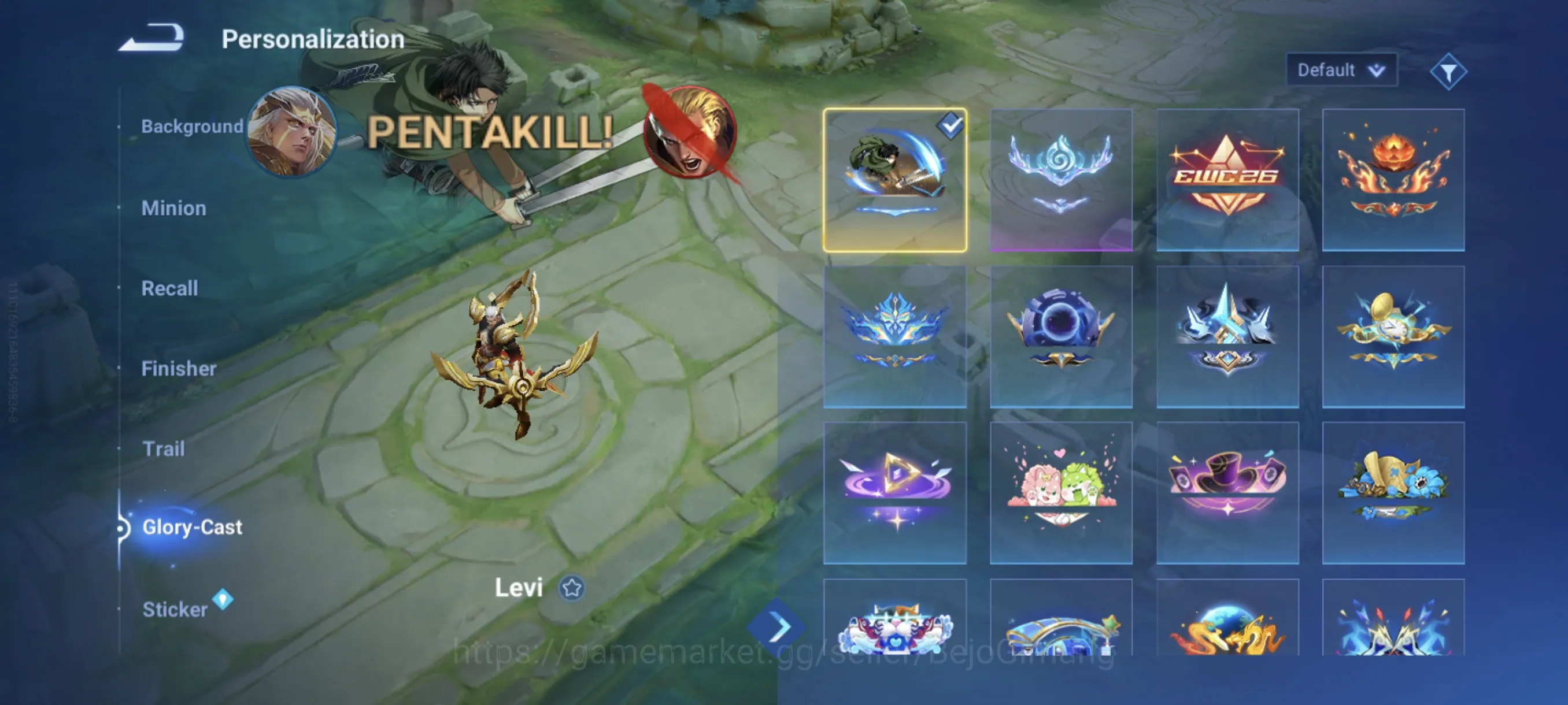 Honor of Kings Accounts Rare Skin Global Hero 113 Skin 279: MYTHIC Han Xin, Kaito Kid, AOT Levi, Blessed Da Qiao, KIC Luna 1