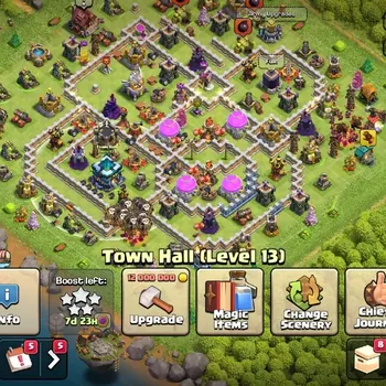 Clash of Clans Accounts High-End LV 107|TH 13-BH 7|HH 5|Limited Skin|BK 37,AQ 48,GW 14,MP 26|BM 20|Free CN ON|Protect