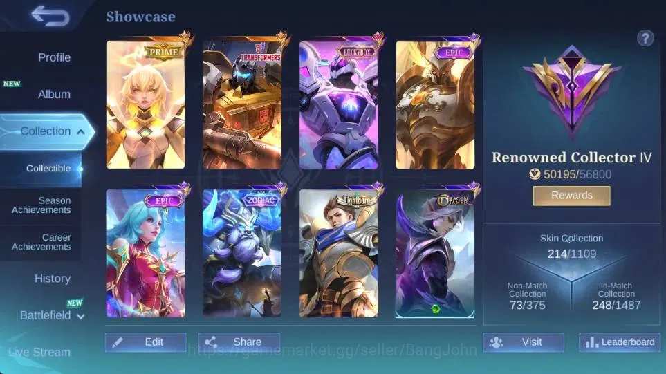 Mobile Legends: Bang Bang Accounts Global|Hero 123|Skin 214|Renowned|PRIME Beatrix,Lu image 2