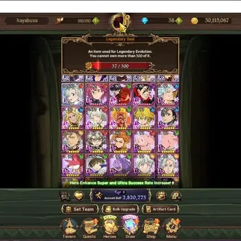The Seven Deadly Sins: Grand Cross Accounts Endgame GLOBAL|2,8M CC|37 LS|6 LR,8 UR+Collab Gachiakuta|Cusack,NMeli,Roxy