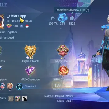 Mobile Legends: Bang Bang Accounts Collector Hero 133|Skin 299|Ex Glory 62|Karina KOF,Roger TFormer,Ling MWorld,Chou