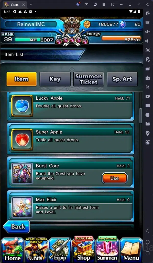 Grand Summoners Accounts Global | Rank 39 | 29 True Weapons | 5 units Lv120 image 13