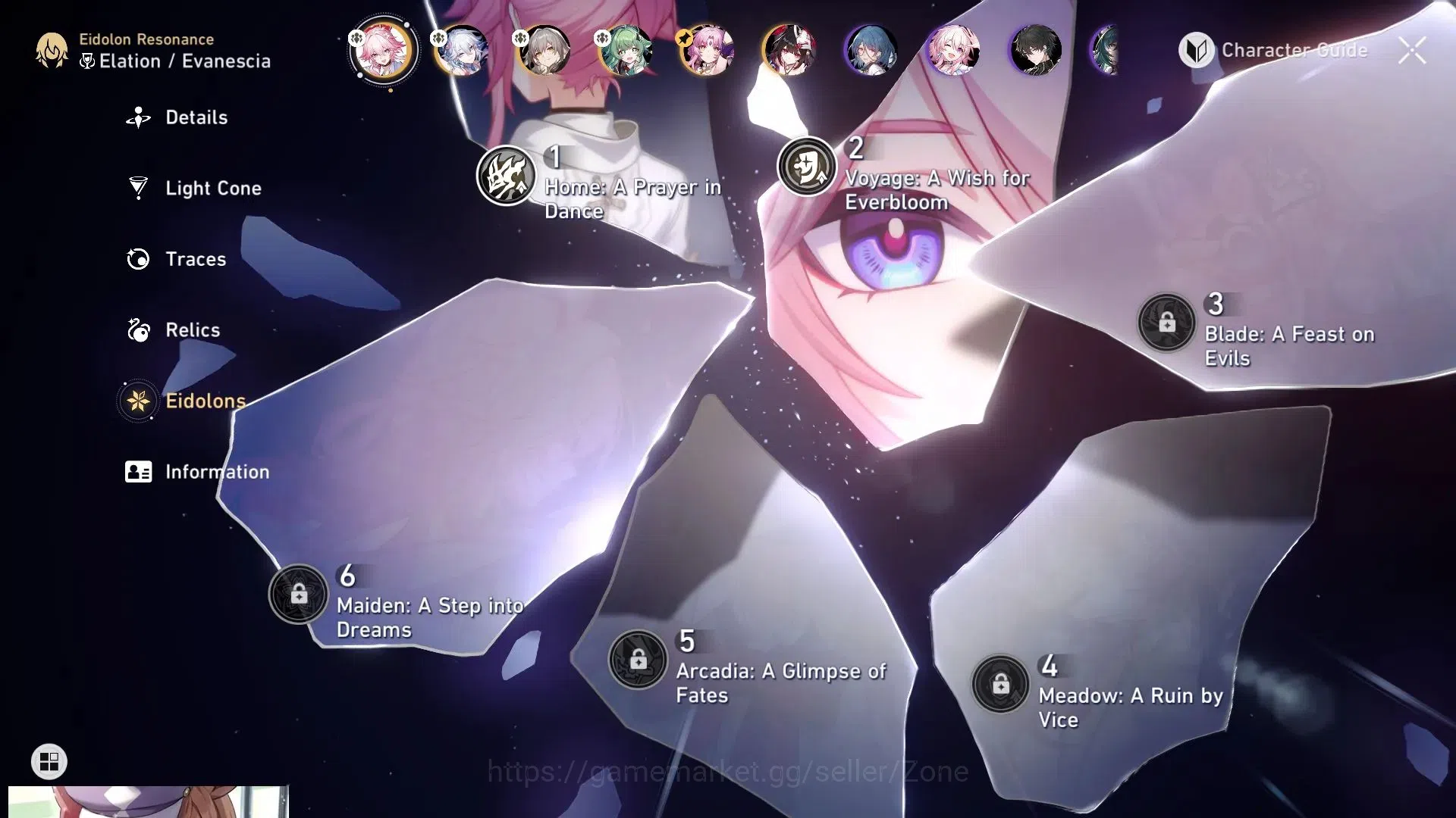 Honkai Star Rail Accounts Others ASIA|TL70|6 E1 Lim Char: Evanescia, Sparkle, Fu Xuan, Huohuo, Kylee, Yao Guang|27x5* Char 6
