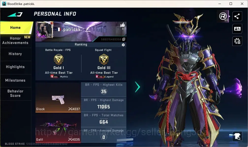 Blood Strike Accounts High-End ASIA | EVO Gun: FAL | Eternal Galil - Noxdra Lv.3 | 1 Ultra Melee 1