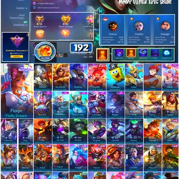 Mobile Legends: Bang Bang Accounts #4549 192 Skins | Floryn Fluffy Dream (SANRIO) | Cyclops SpongeBob (SPONGEBOB) | Vale