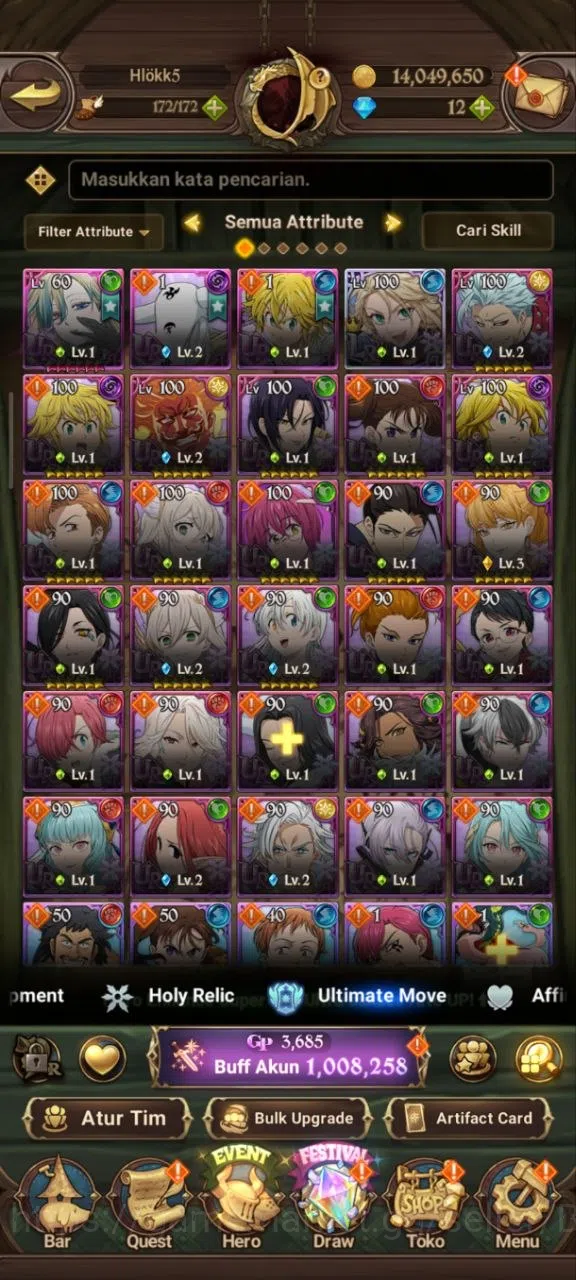 The Seven Deadly Sins: Grand Cross Accounts GLOBAL|1.08M CC|1LR Roxy|UR Salos,Despair Mael,Fre image 6