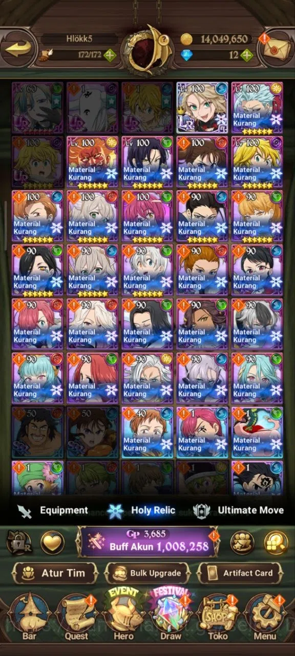 The Seven Deadly Sins: Grand Cross Accounts GLOBAL|1.08M CC|1LR Roxy|UR Salos,Despair Mael,Fre image 9
