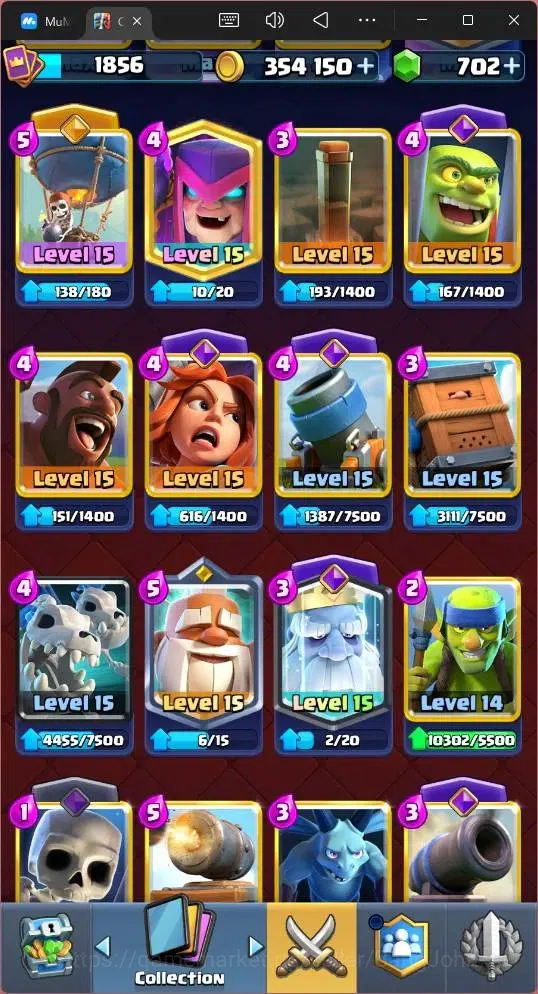 Clash Royale Accounts High-End Global |CL 1856|KTL 16|Trophy 13527|26 MAX|8 Champ|8 Hero|28 EVO|Arena 32|354K Gold|702 10