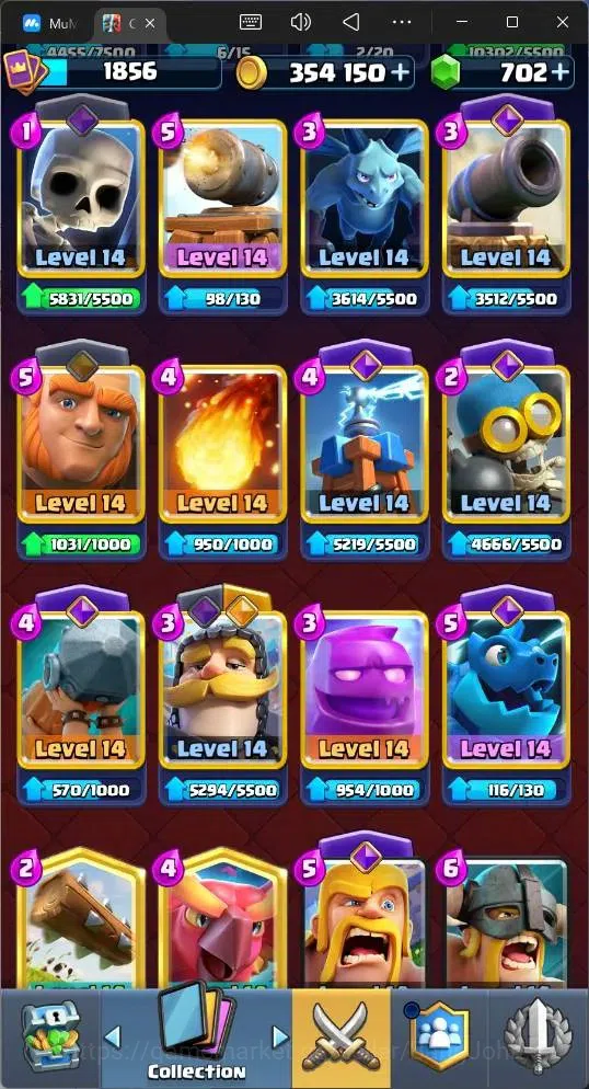 Clash Royale Accounts High-End Global |CL 1856|KTL 16|Trophy 13527|26 MAX|8 Champ|8 Hero|28 EVO|Arena 32|354K Gold|702 11