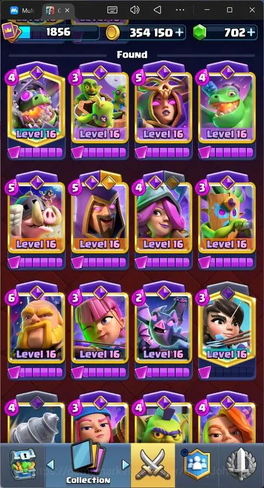 Clash Royale Accounts High-End Global |CL 1856|KTL 16|Trophy 13527|26 MAX|8 Champ|8 Hero|28 EVO|Arena 32|354K Gold|702 13