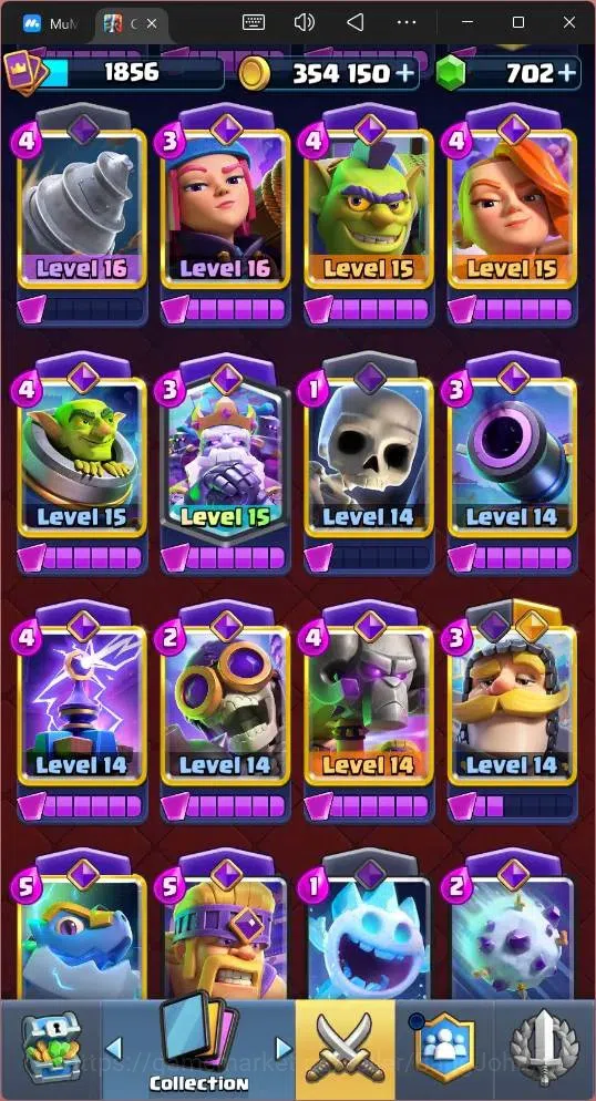 Clash Royale Accounts High-End Global |CL 1856|KTL 16|Trophy 13527|26 MAX|8 Champ|8 Hero|28 EVO|Arena 32|354K Gold|702 14