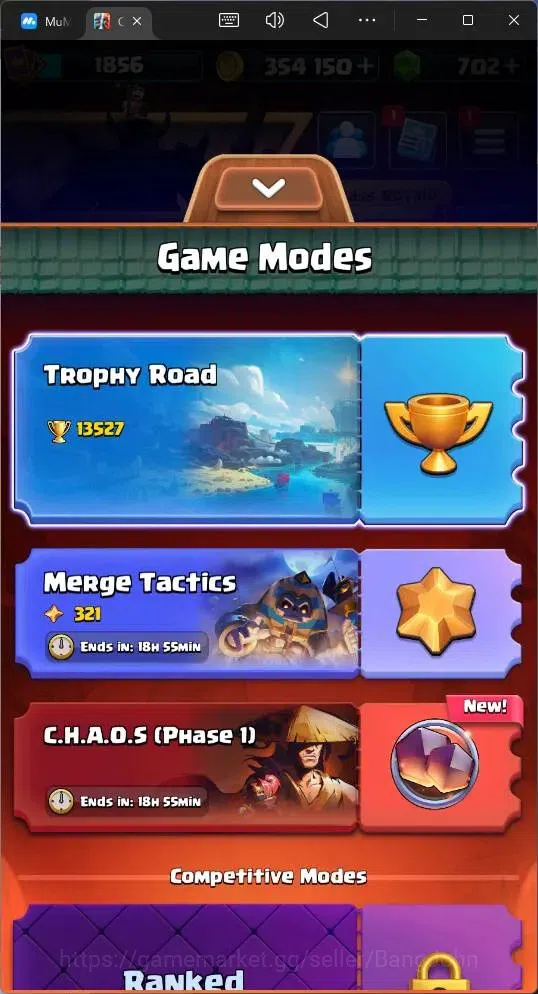 Clash Royale Accounts High-End Global |CL 1856|KTL 16|Trophy 13527|26 MAX|8 Champ|8 Hero|28 EVO|Arena 32|354K Gold|702 2