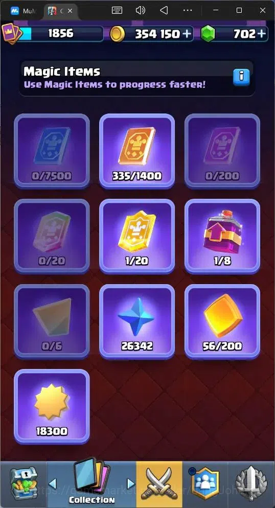 Clash Royale Accounts High-End Global |CL 1856|KTL 16|Trophy 13527|26 MAX|8 Champ|8 Hero|28 EVO|Arena 32|354K Gold|702 20