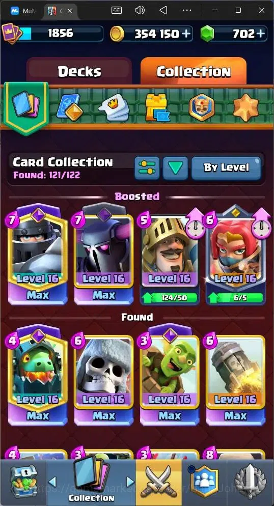 Clash Royale Accounts High-End Global |CL 1856|KTL 16|Trophy 13527|26 MAX|8 Champ|8 Hero|28 EVO|Arena 32|354K Gold|702 7