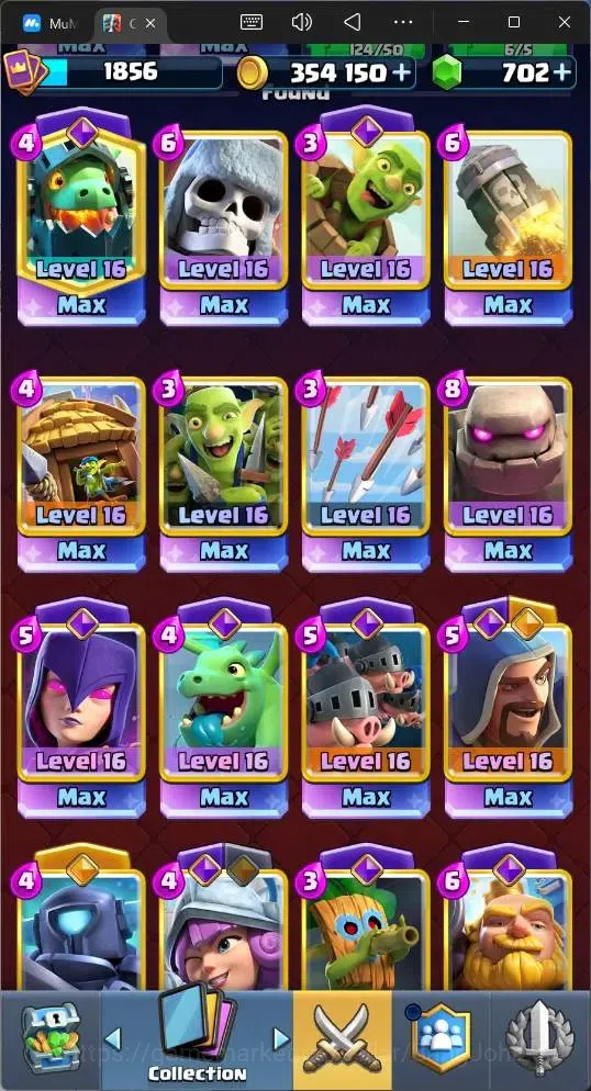 Clash Royale Accounts High-End Global |CL 1856|KTL 16|Trophy 13527|26 MAX|8 Champ|8 Hero|28 EVO|Arena 32|354K Gold|702 8