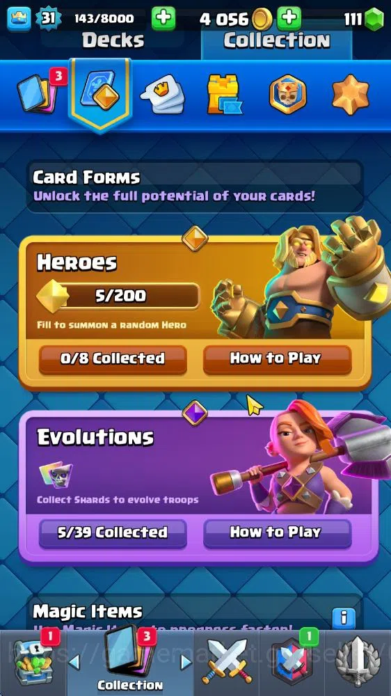 Clash Royale Accounts Midgame Lv 31|Trophy 5069|KTL 11|Limited Skin|Card 108| 5 EVO 17 Legendary 32 Epic 30 Rare 29 5