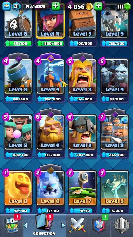 Clash Royale Accounts Midgame Lv 31|Trophy 5069|KTL 11|Limited Skin|Card 108| 5 EVO 17 Legendary 32 Epic 30 Rare 29 7