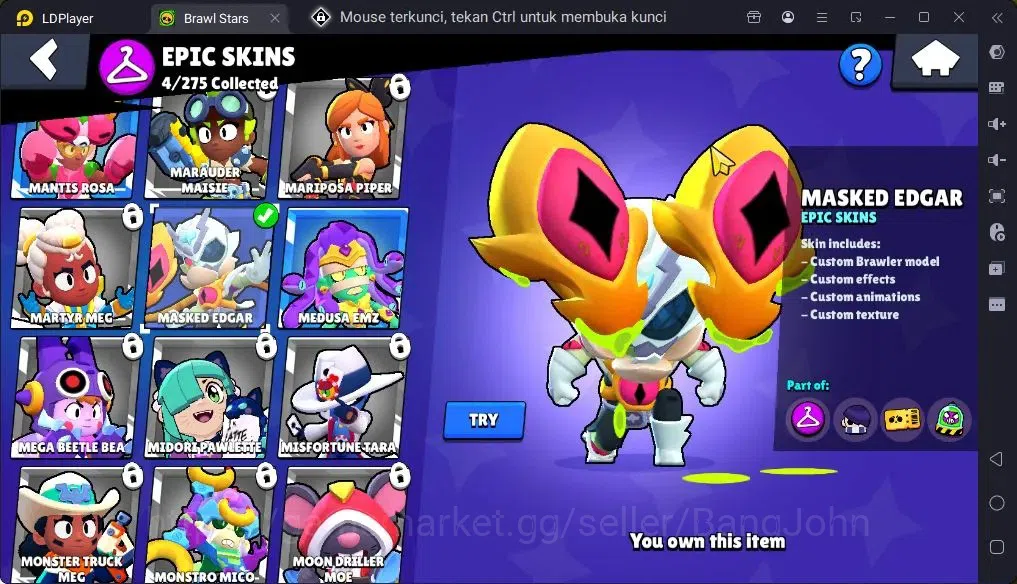 Brawl Stars Accounts Trophy 2900|30Brawler|4Max Hc(Shelly,Rico,Bo,[Edgar full Buffy]|1Legendary(Colt),1Mythic,6Epic 11