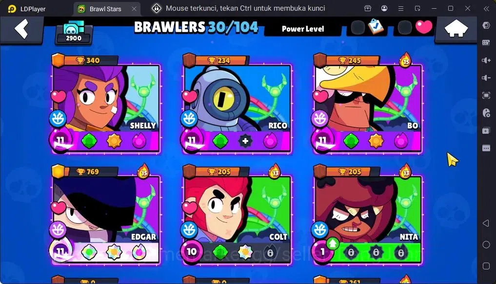 Brawl Stars Accounts Trophy 2900|30Brawler|4Max Hc(Shelly,Rico,Bo,[Edgar full Buffy]|1Legendary(Colt),1Mythic,6Epic 20