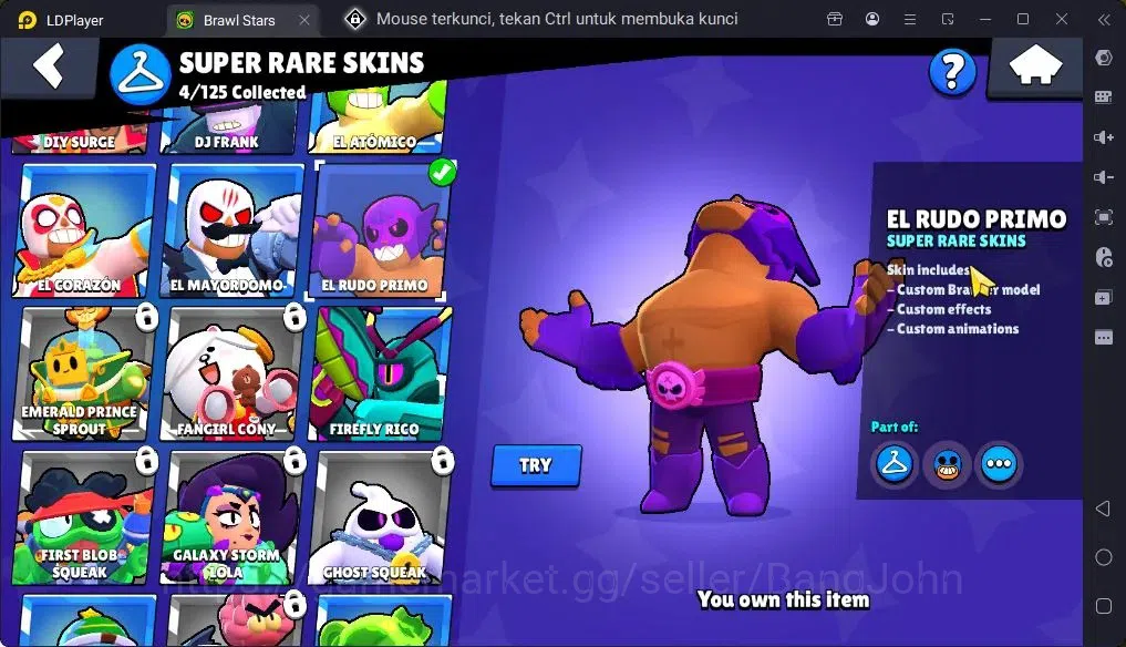 Brawl Stars Accounts Trophy 2900|30Brawler|4Max Hc(Shelly,Rico,Bo,[Edgar full Buffy]|1Legendary(Colt),1Mythic,6Epic 7