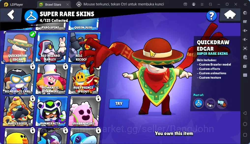 Brawl Stars Accounts Trophy 2900|30Brawler|4Max Hc(Shelly,Rico,Bo,[Edgar full Buffy]|1Legendary(Colt),1Mythic,6Epic 8