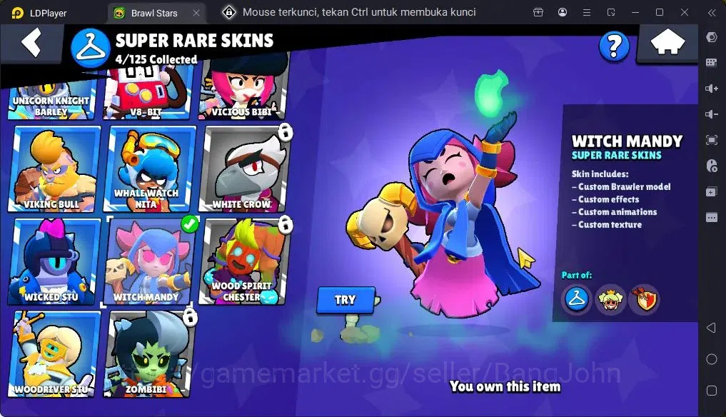 Brawl Stars Accounts Trophy 2900|30Brawler|4Max Hc(Shelly,Rico,Bo,[Edgar full Buffy]|1Legendary(Colt),1Mythic,6Epic 9