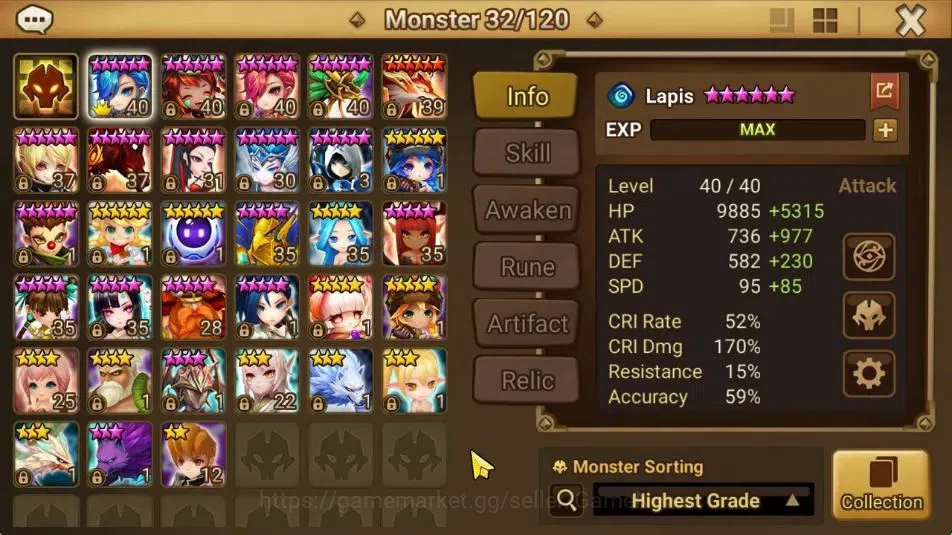 Summoners War: Sky Arena Accounts Starter GLOBAL Lv 40|Starter|1 LD [Seimei]|7 Total NB5[Josephine,Teshar,Nora,Etc]+14 10