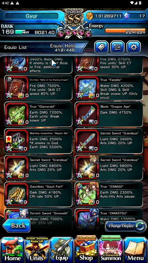 Grand Summoners Accounts Global|Rank 169|2 SpArt|33 Ascend 17 TW|(Okarun,Ho image 16