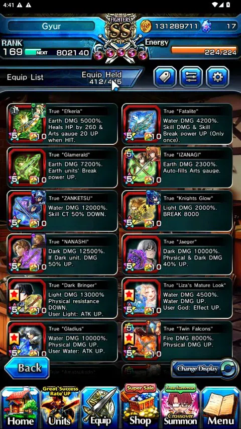Grand Summoners Accounts Global|Rank 169|2 SpArt|33 Ascend 17 TW|(Okarun,Ho image 7
