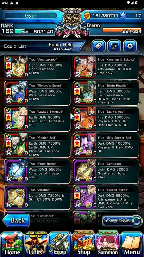 Grand Summoners Accounts Global|Rank 169|2 SpArt|33 Ascend 17 TW|(Okarun,Ho image 8