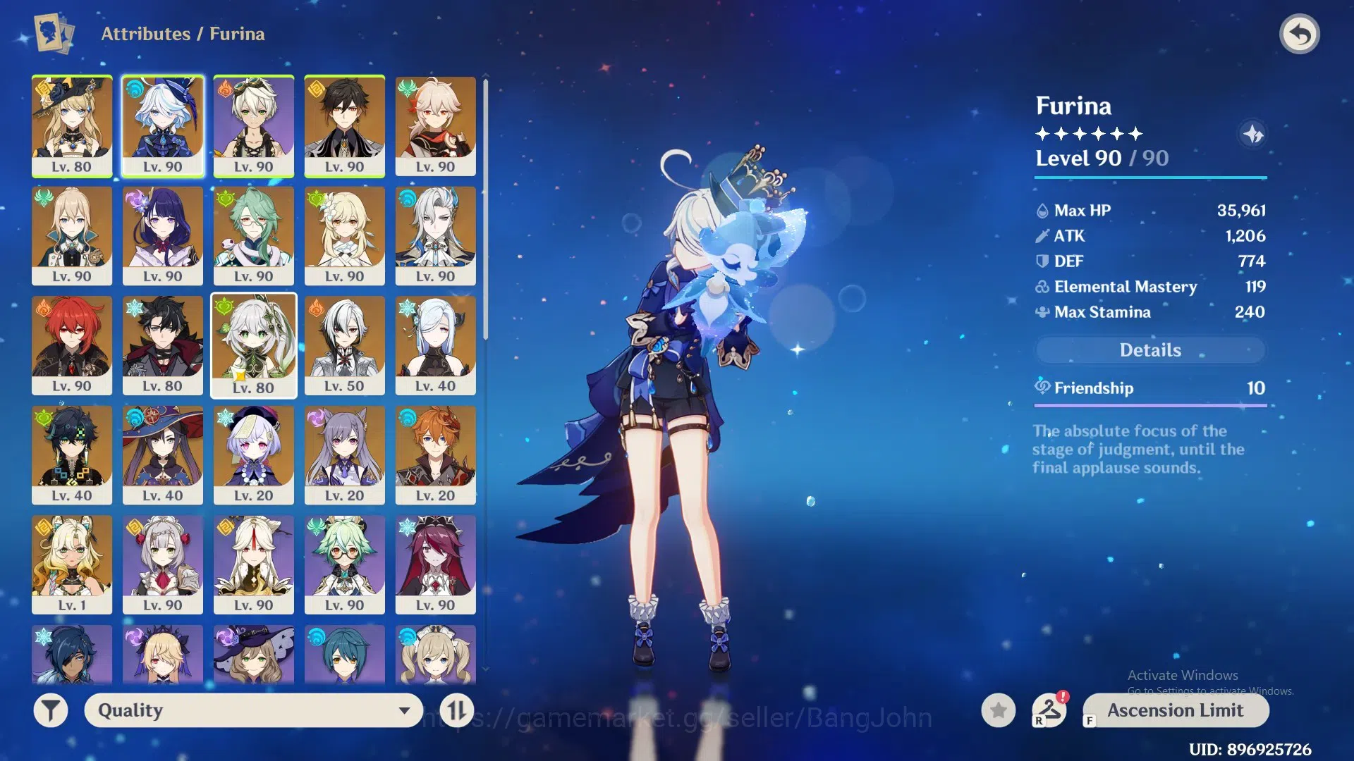 Genshin Impact Accounts Mid Game ASIA |AR 59|15 Limit+3 Sign|Furina,Zhongli,NahidaNavia+4 Charstd|MC Female|9 (*5 7