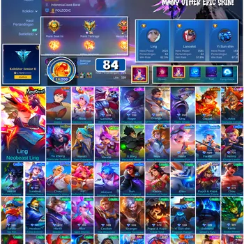 Mobile Legends: Bang Bang Accounts #4567 84 Skins | Vale Gaara (NARUTO) | Lancelot Floral Knight (EPIC) | Nana Stardust