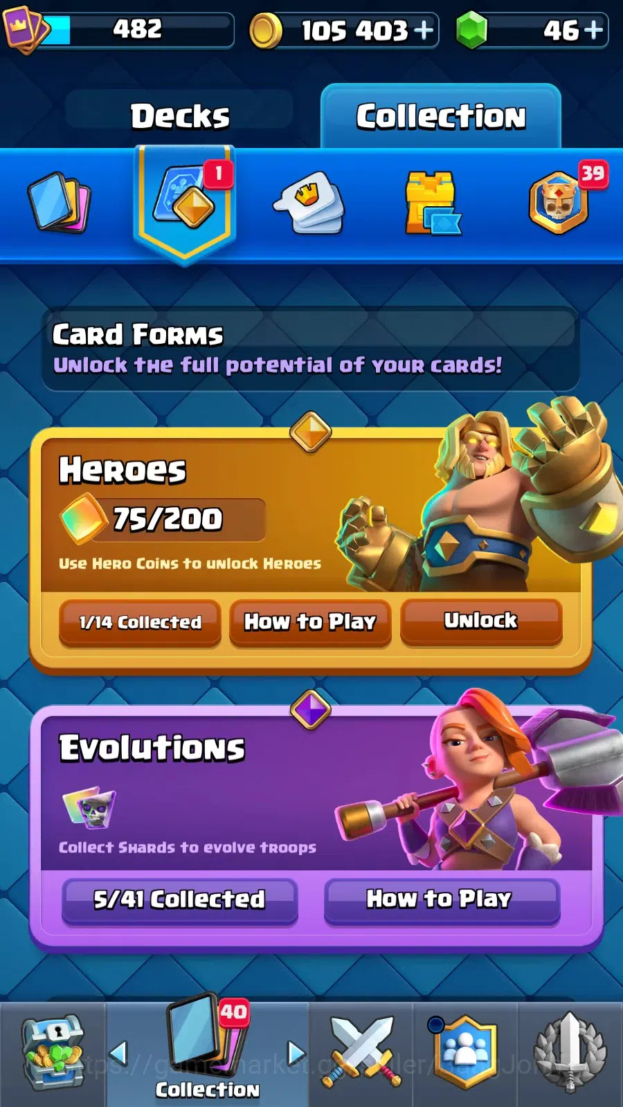 Clash Royale Accounts CL 482|KTL 9|Trophy 3816|1 Hero|5 Evo|Cards 59|Che image 10