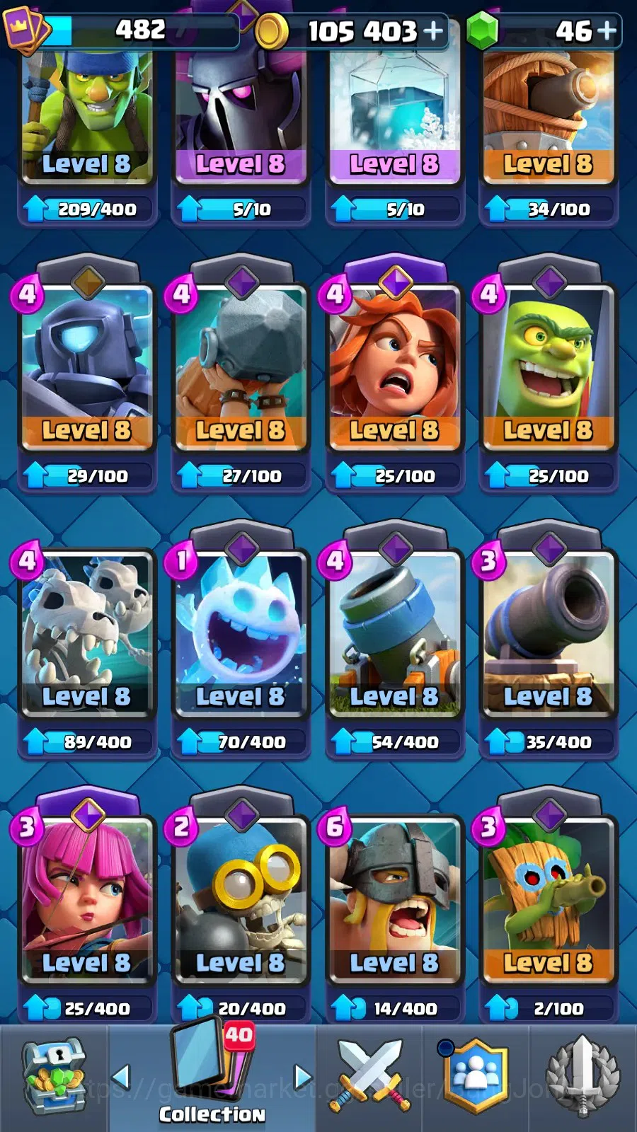 Clash Royale Accounts CL 482|KTL 9|Trophy 3816|1 Hero|5 Evo|Cards 59|Che image 7