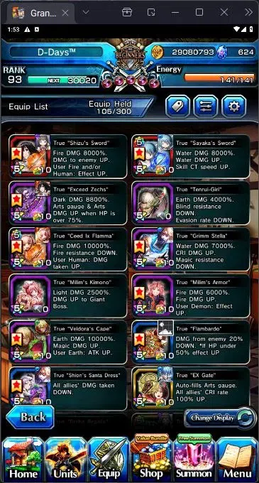 Grand Summoners Accounts End-Game [GLOBAL] Rank 93 | 16 Ascend | Summer Miyu TW | Sayaka Miki TW | From Milim | Veldora 3