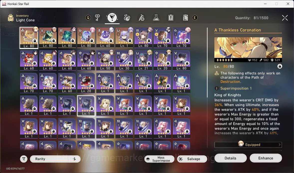 Honkai Star Rail Accounts Others ASIA|TL 68|13 Limit|Hypercarry 10