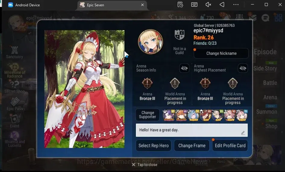 Epic Seven Accounts GLOBAL Unverif|NewEra|3 ML(LC Bellona,DB Senya,R R image 2