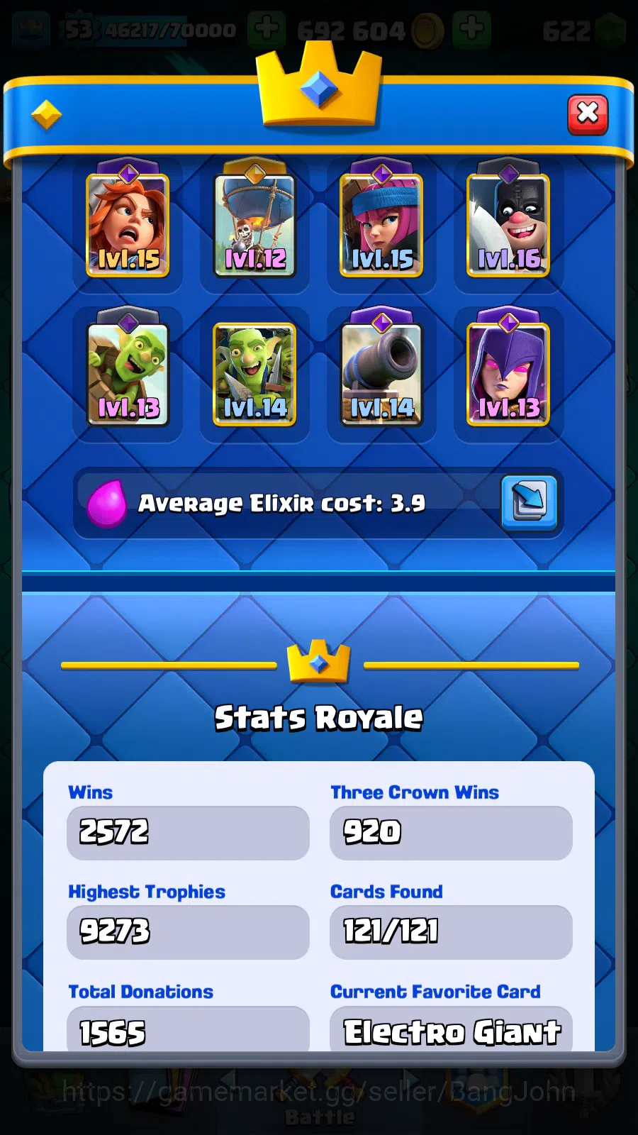 Clash Royale Accounts Lv 53|Trophy 9211|KTL 11|Limit Skin| Total Card 12 image 3