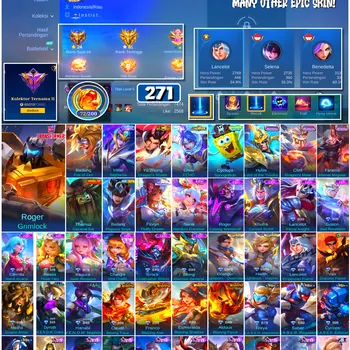 Mobile Legends: Bang Bang Accounts #4623 271 Skins | Floryn Fluffy Dream (SANRIO) | Roger Grimlock (TRANSFORMERS) | Thamuz