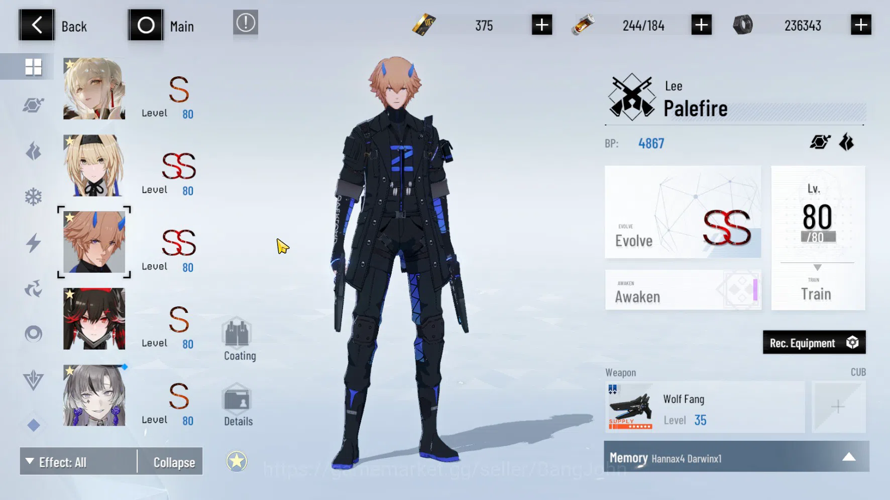 Punishing: Gray Raven Accounts ASIA | LV.67 | Bianca Veritas SS Sign, Lee Palefir image 5