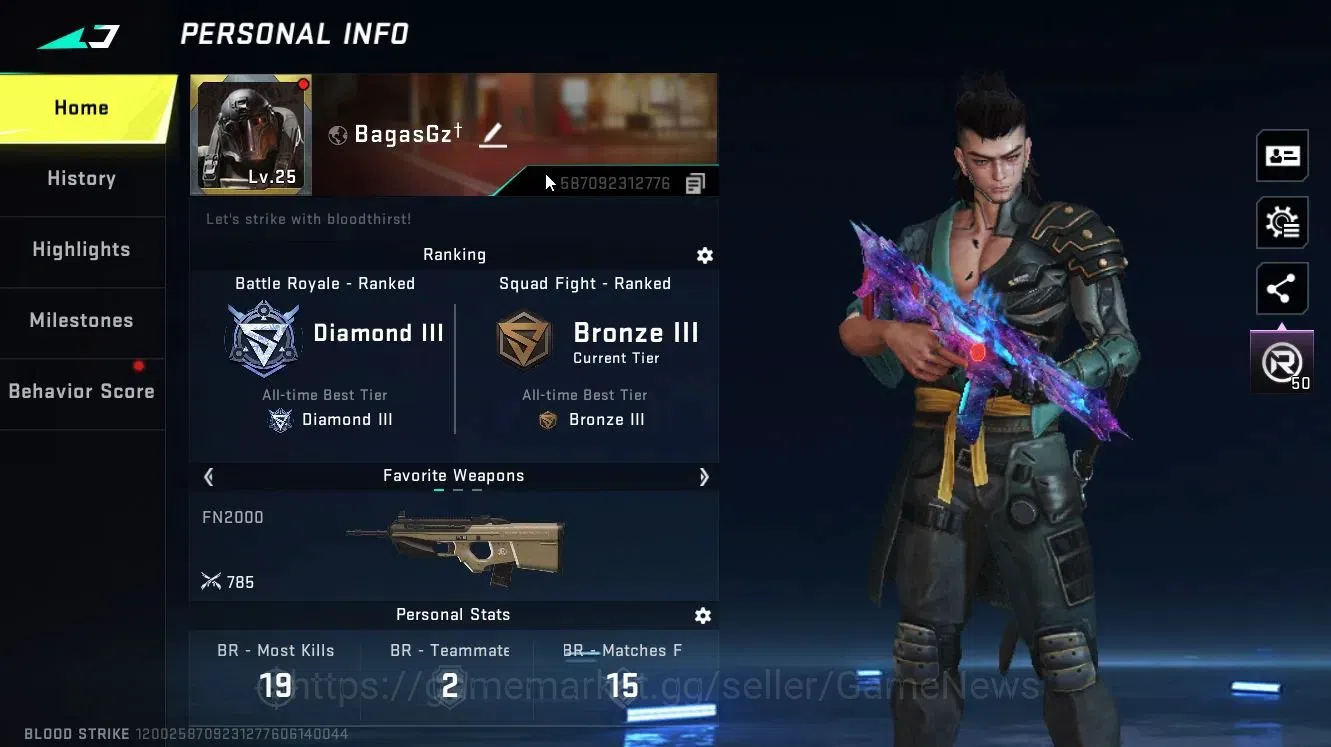 Blood Strike Accounts ASIA|ETERNAL DEagle Lv2|Collab TR[JACK,Parachute]| image 2