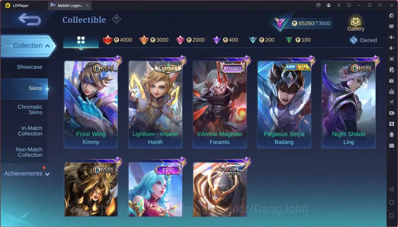 Mobile Legends: Bang Bang Accounts Collector Global |Hero 133|Skin 289|Renowned|TFM Roger|KOF Karina|CLOUDS Kagura|CC 11