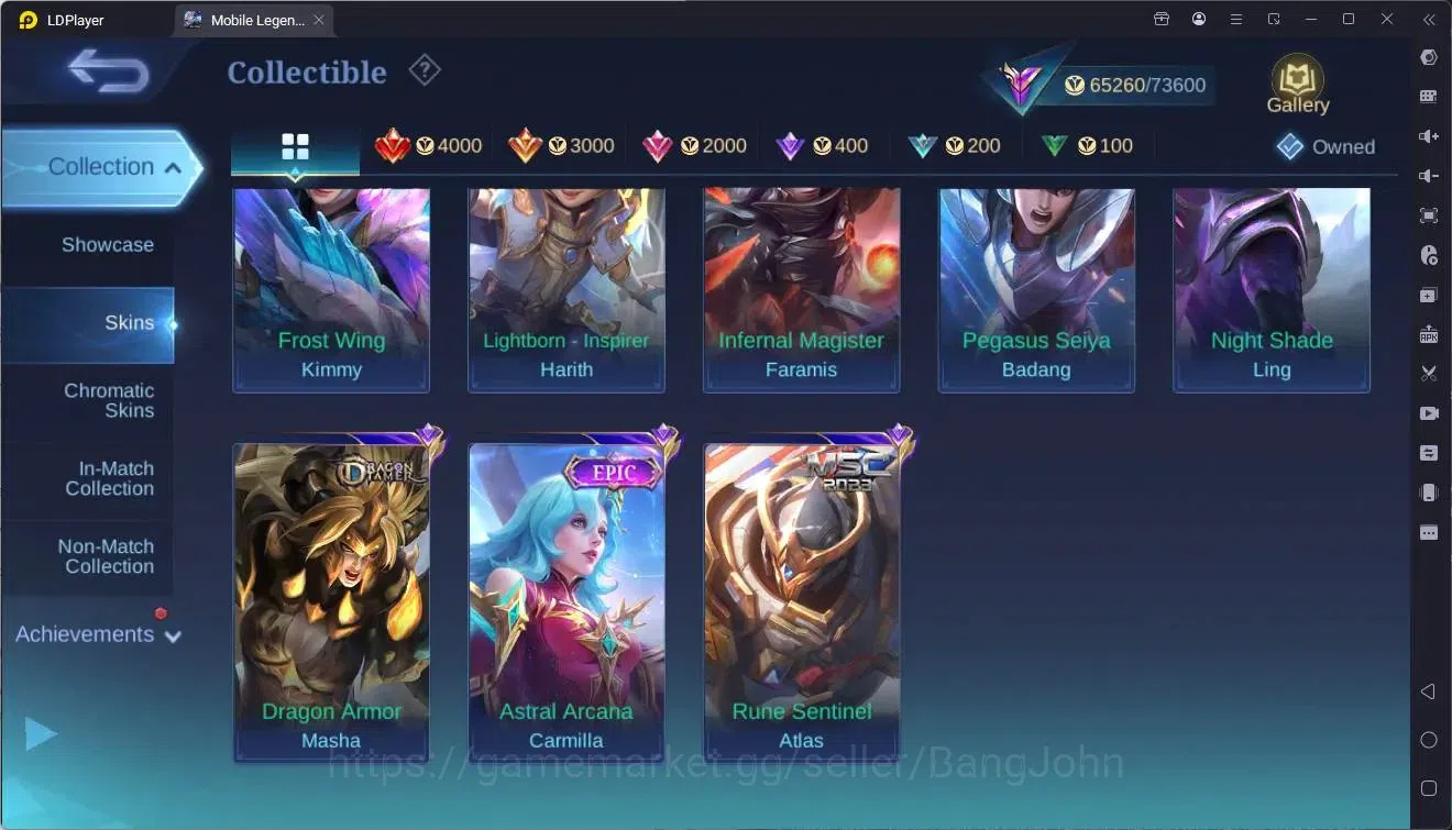 Mobile Legends: Bang Bang Accounts Collector Global |Hero 133|Skin 289|Renowned|TFM Roger|KOF Karina|CLOUDS Kagura|CC 12