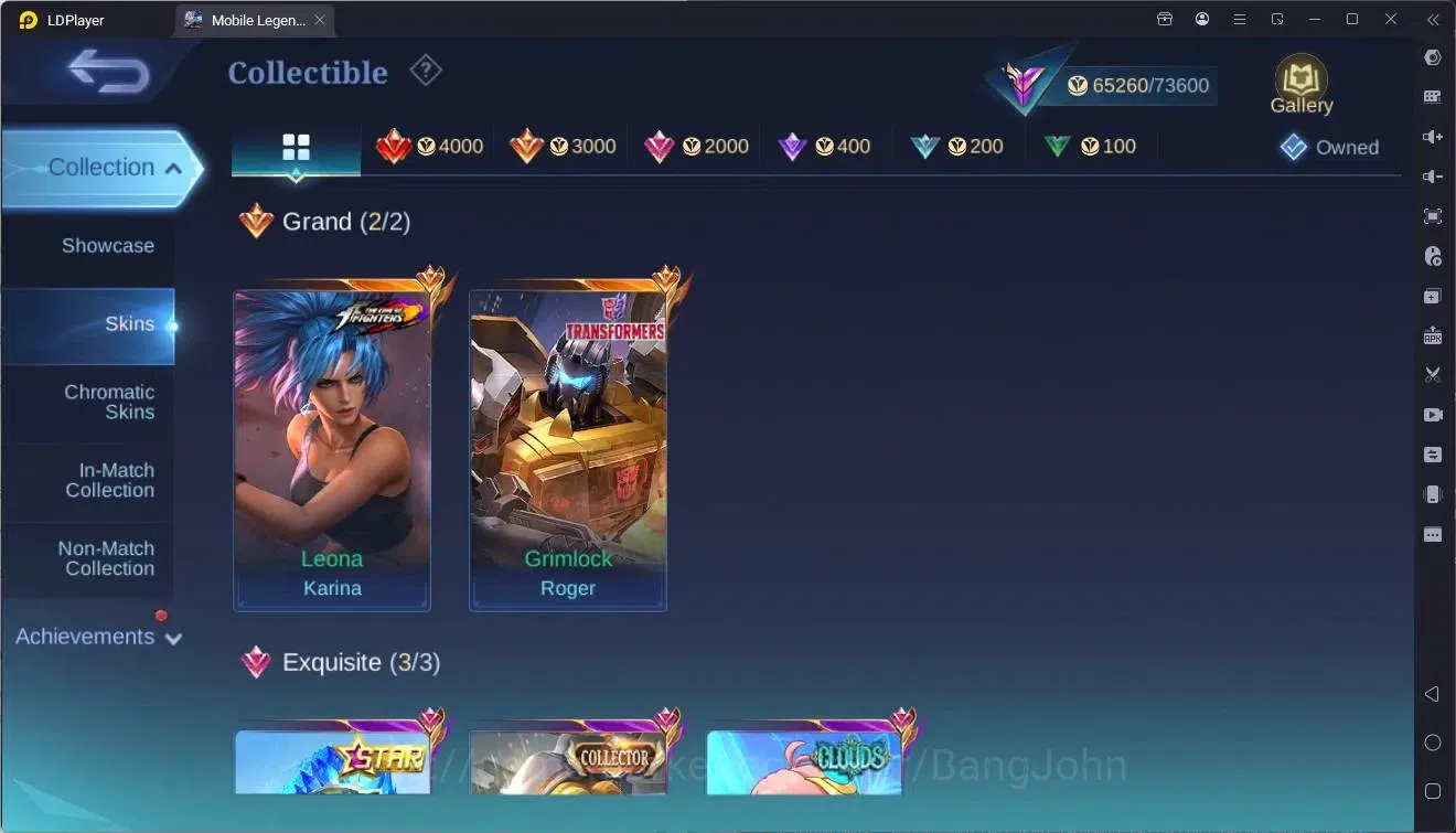 Mobile Legends: Bang Bang Accounts Collector Global |Hero 133|Skin 289|Renowned|TFM Roger|KOF Karina|CLOUDS Kagura|CC 6