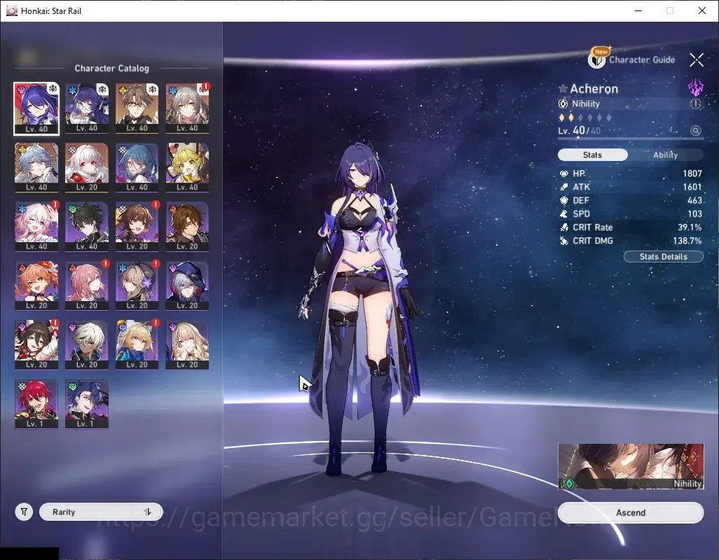 Honkai Star Rail Accounts ASIA |TL 29|2 Limited| Acheron, Sunday |1 Golden C image 4
