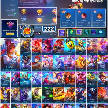 Mobile Legends: Bang Bang Accounts #4646 222 Skins | Floryn Fluffy Dream (SANRIO) | Badang Pegasus Seiya (SAINT SEIYA