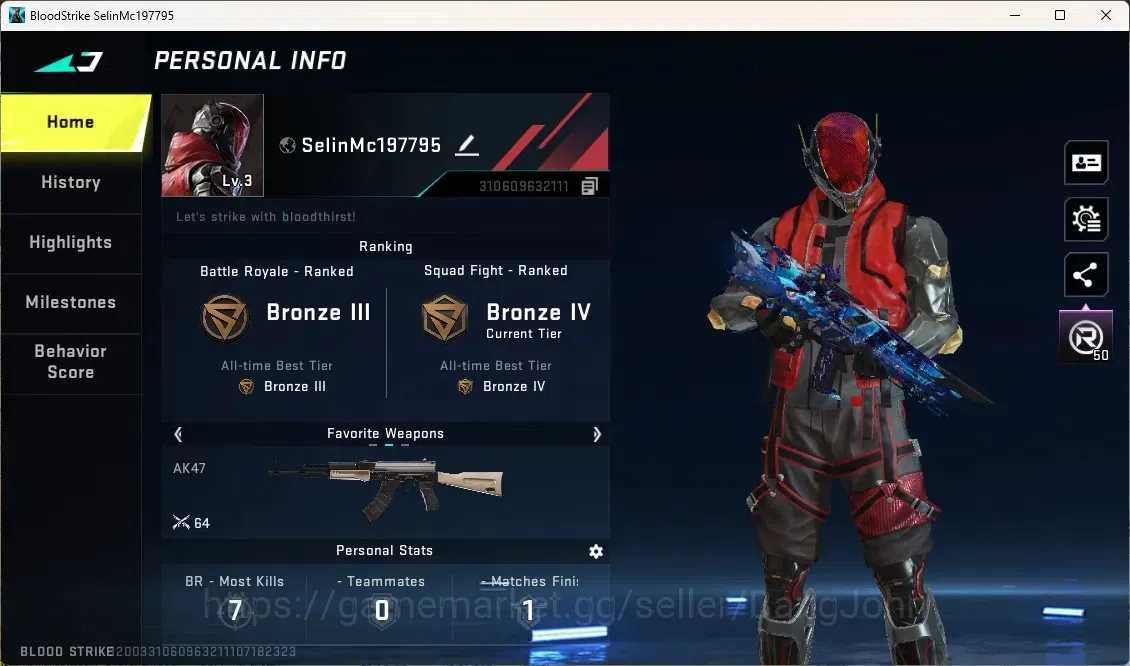 Blood Strike Accounts Rare Skin ASIA | 1 ETERNAL: M4A1-Blight's Embrace| 1 Name Changing Card|10 Eternal Upgrade Point|Check 1