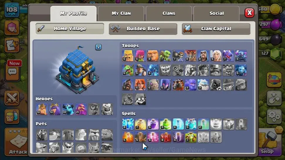 Clash of Clans Accounts LV 108|TH 12 - BH 7|HH 6|Limited Skin|BK 51,AQ 51, image 3